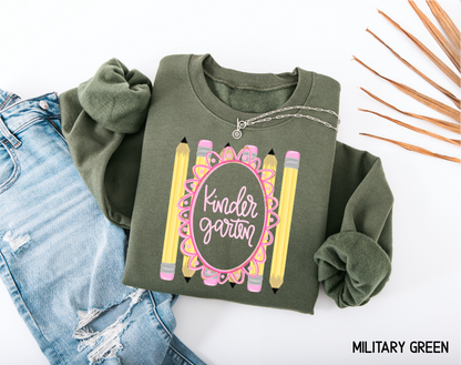 Pencil Grade Level Teacher Adult Sweatshirt