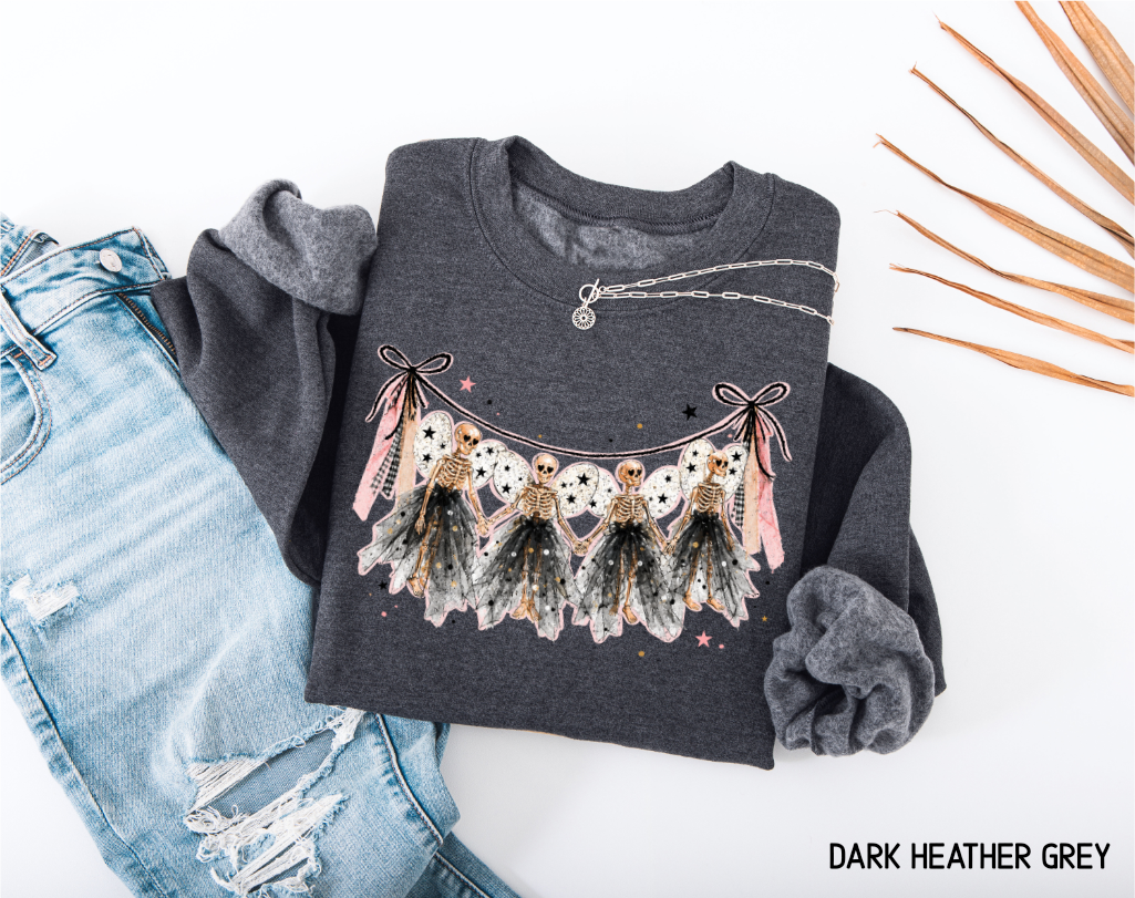 Dancing Skeleton Garland Adult Sweatshirt