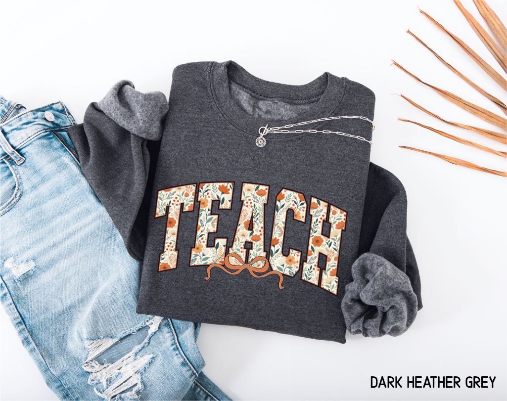 Teach Coquette Bow Adult Sweatshirt