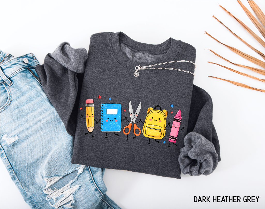Cute School Supplies Adult Sweatshirt