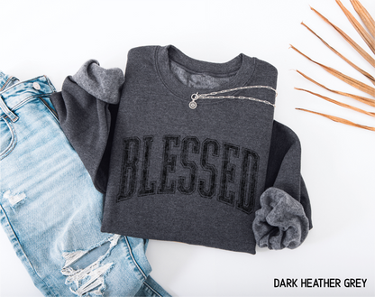 Distressed Blessed Adult Sweatshirt