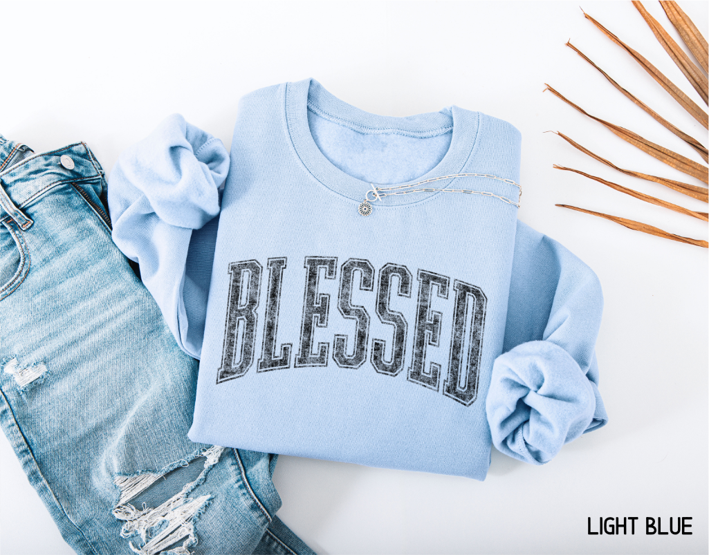 Distressed Blessed Adult Sweatshirt