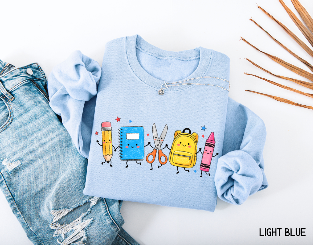 Cute School Supplies Adult Sweatshirt