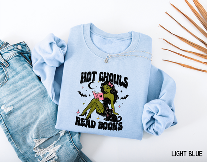 Hot Ghouls Read Books Adult Sweatshirt