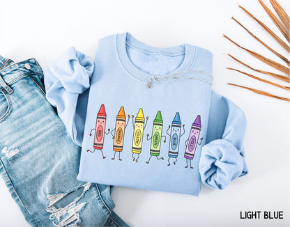 Crayons Teacher Adult Sweatshirt