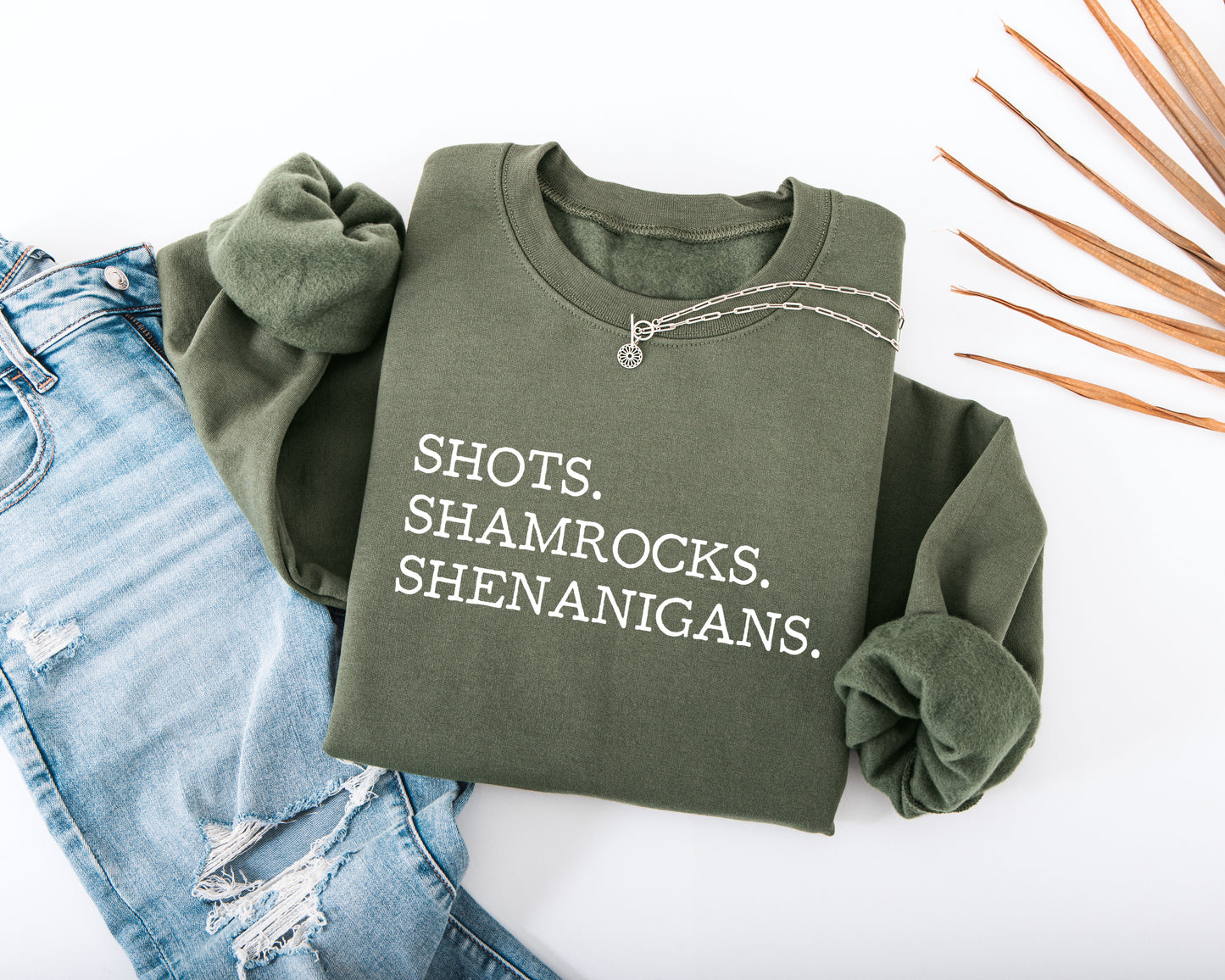 Shots. Shamrocks. Shenanigans. Adult Sweatshirt