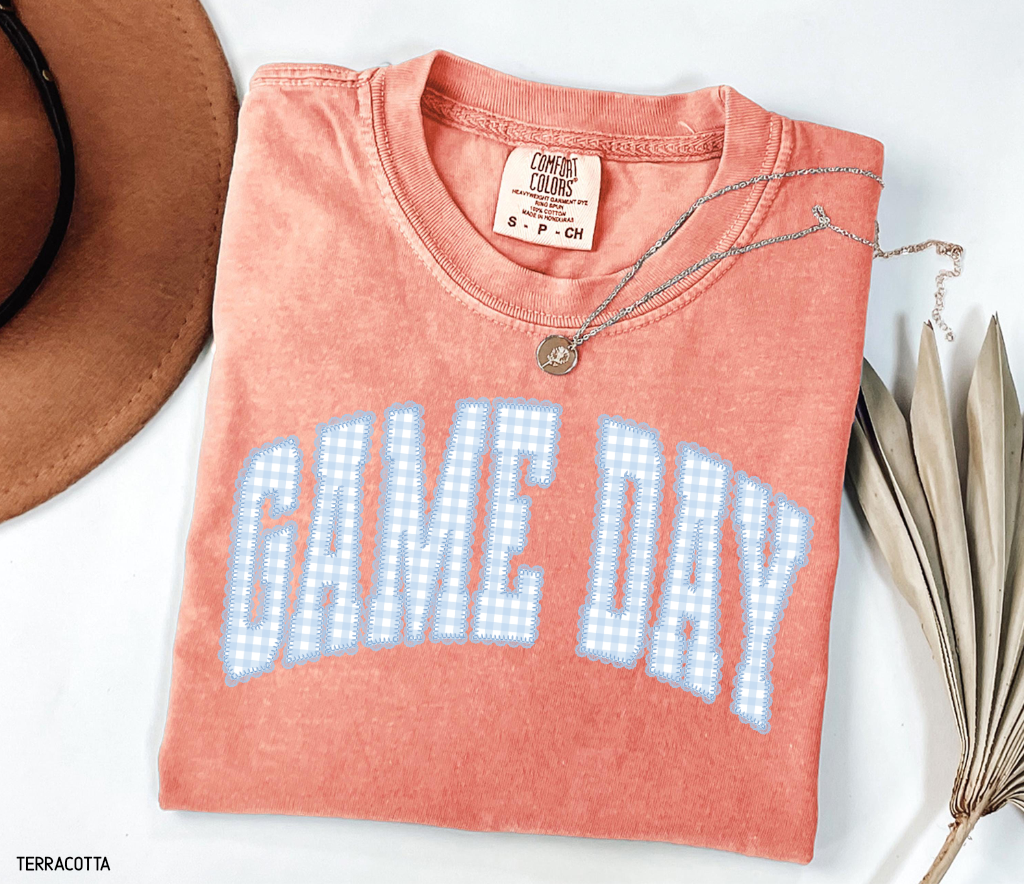 Gingham Game Day Adult Comfort Colors T-Shirt