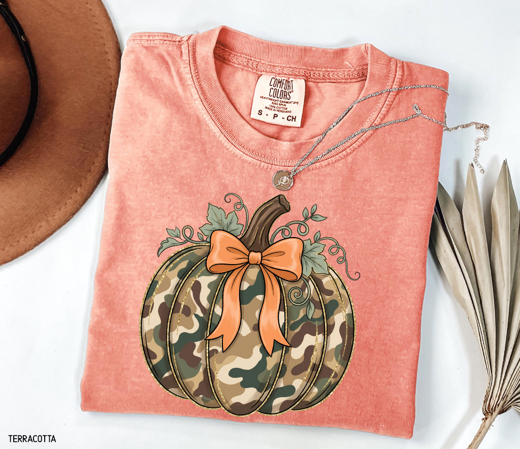 Camo Pumpkin Adult Comfort Colors T-Shirt