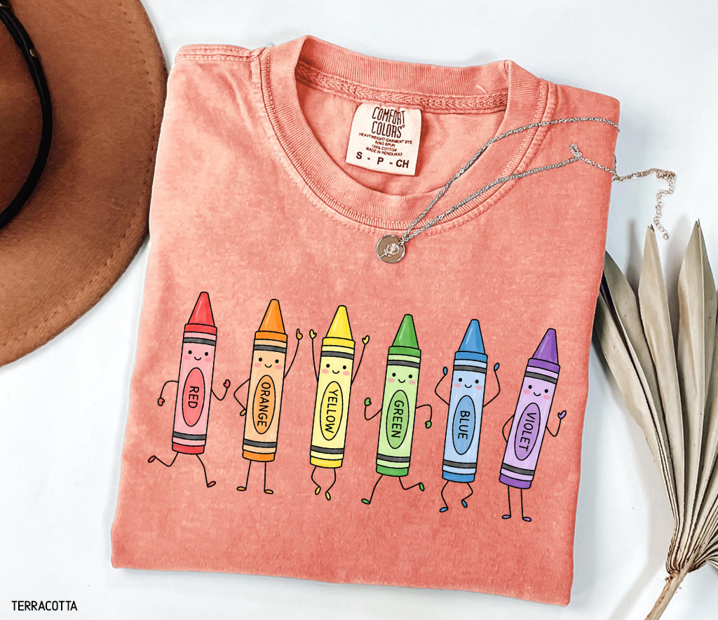 Crayon Teacher Adult Comfort Colors T-Shirt
