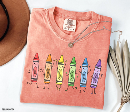 Crayon Teacher Adult Comfort Colors T-Shirt