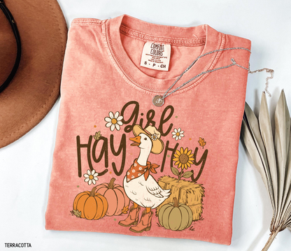 Hay Girl Hey Funny Adult Comfort Colors T-Shirt