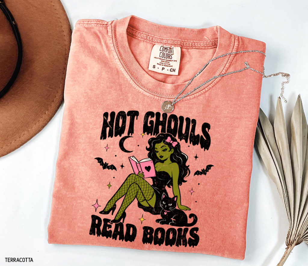 Hot Ghouls Read Books Adult Comfort Colors T-Shirt