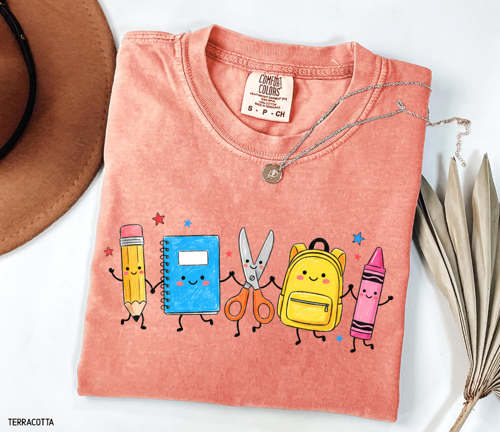 Cute Teacher Supplies Adult Comfort Colors T-Shirt
