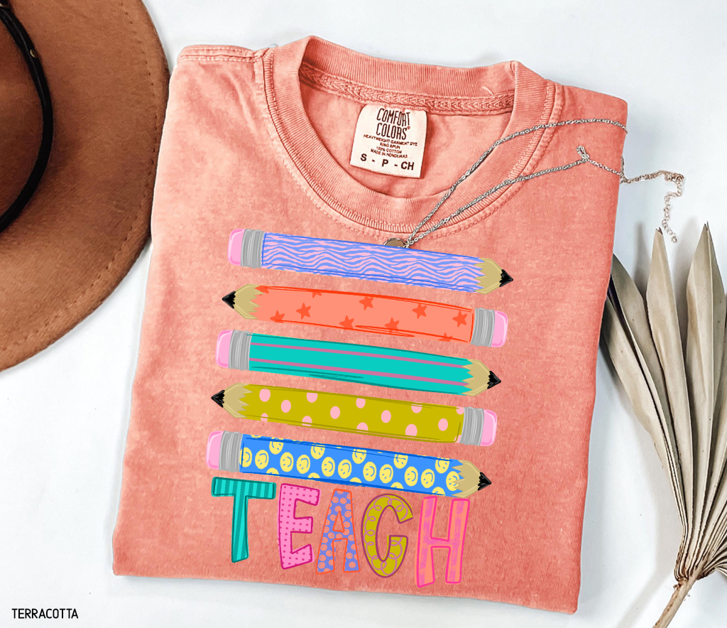 Teacher Pencil Adult Comfort Colors T-Shirt