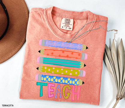 Teacher Pencil Adult Comfort Colors T-Shirt