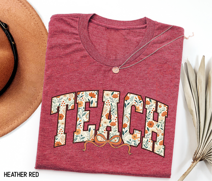 Teach Coquette Bow Adult T-shirt