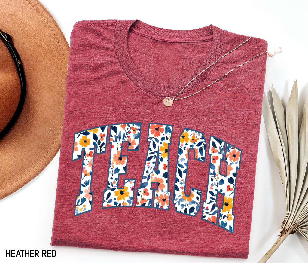 Teach Floral Adult T-shirt