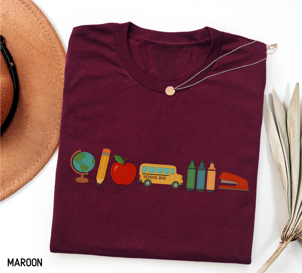 School Day Icons Adult T-shirt