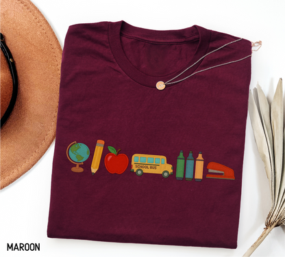 School Day Icons Adult T-shirt