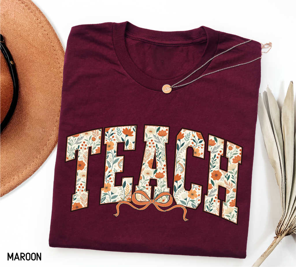 Teach Coquette Bow Adult T-shirt