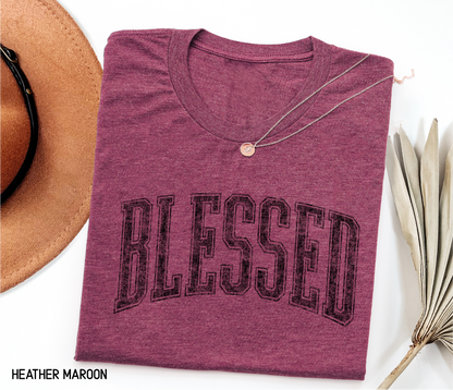 Distressed Blessed Adult T-shirt