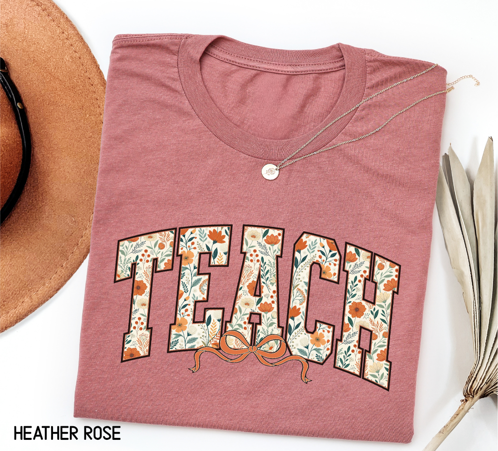 Teach Coquette Bow Adult T-shirt