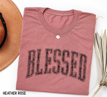 Distressed Blessed Adult T-shirt