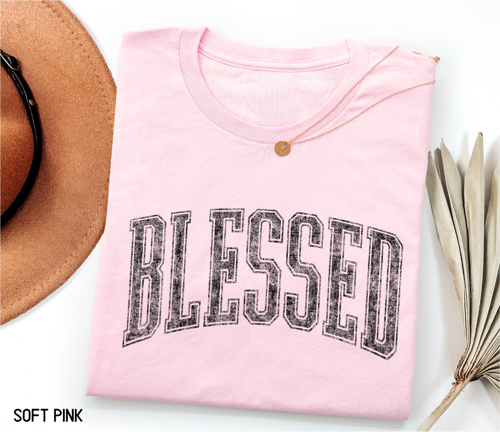 Distressed Blessed Adult T-shirt