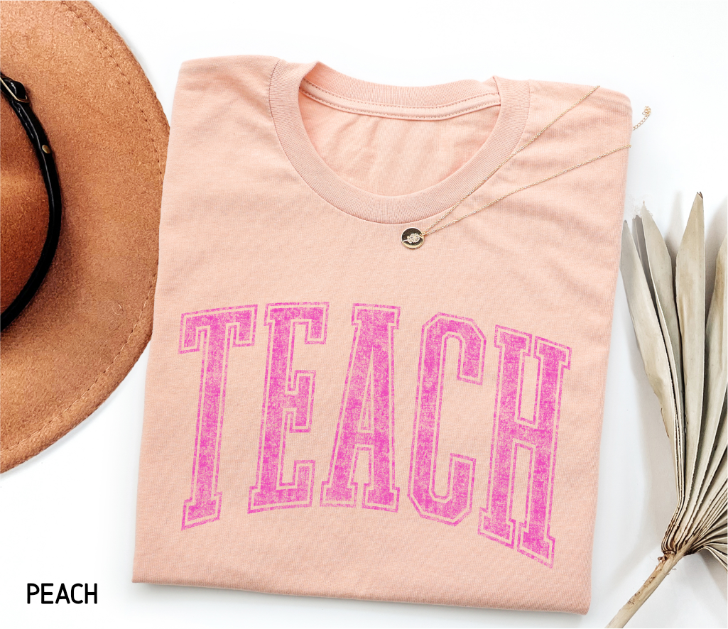 Pink Teach Adult T-shirt