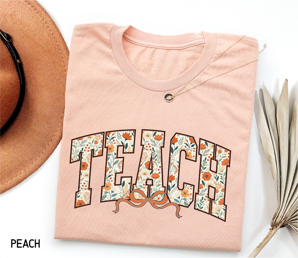 Teach Coquette Bow Adult T-shirt