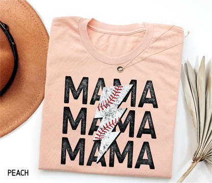 Mama Baseball Bolt Adult T-shirt