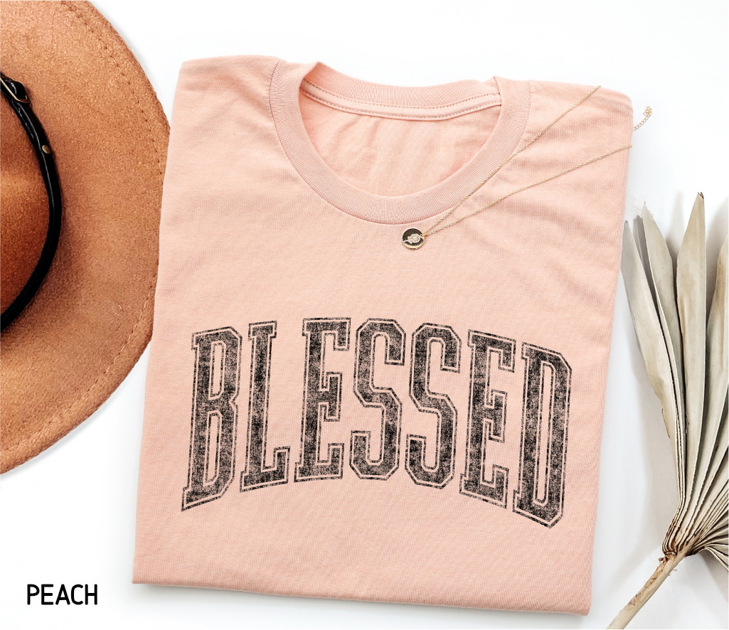 Distressed Blessed Adult T-shirt