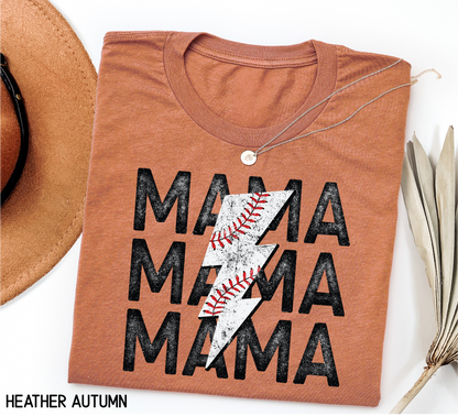 Mama Baseball Bolt Adult T-shirt