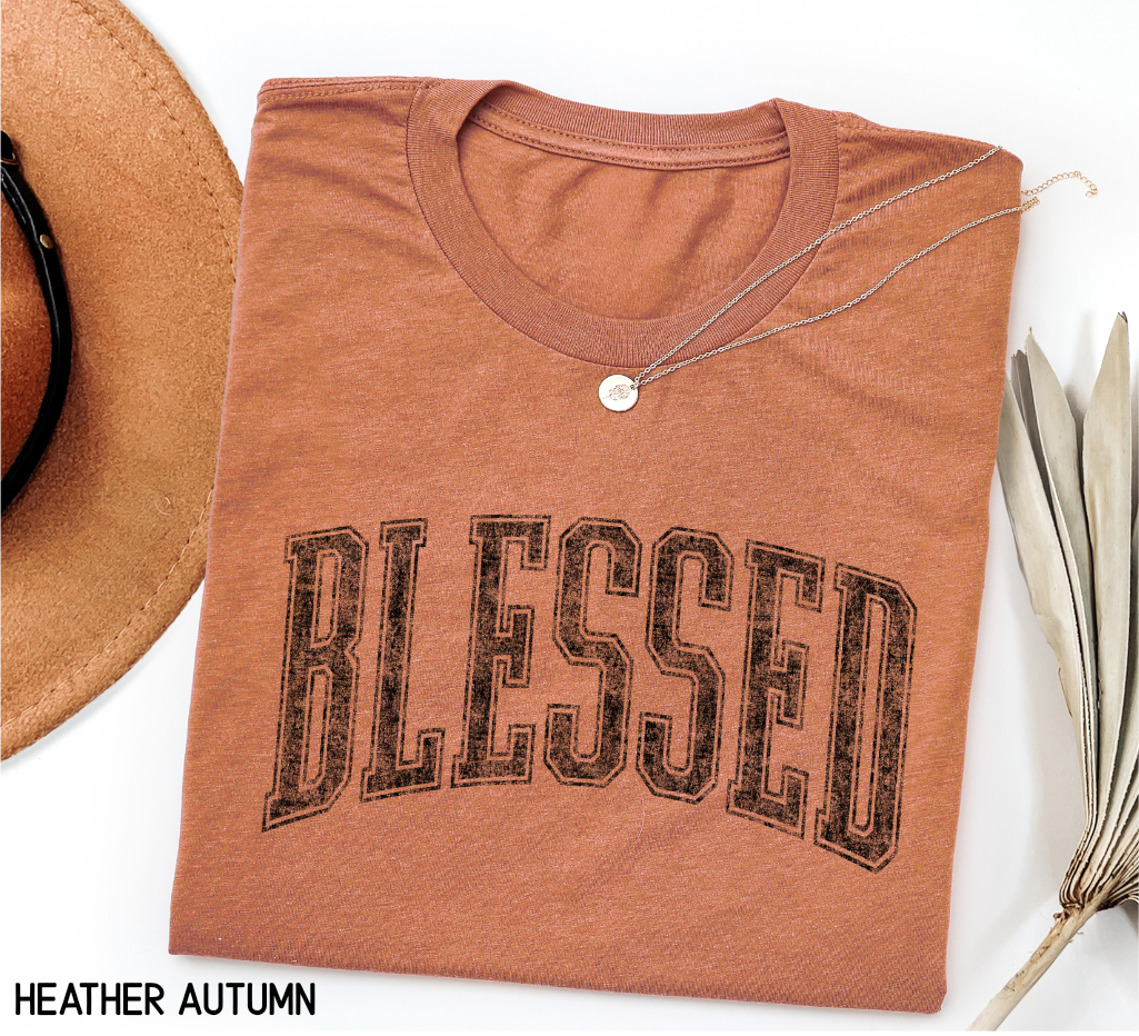 Distressed Blessed Adult T-shirt