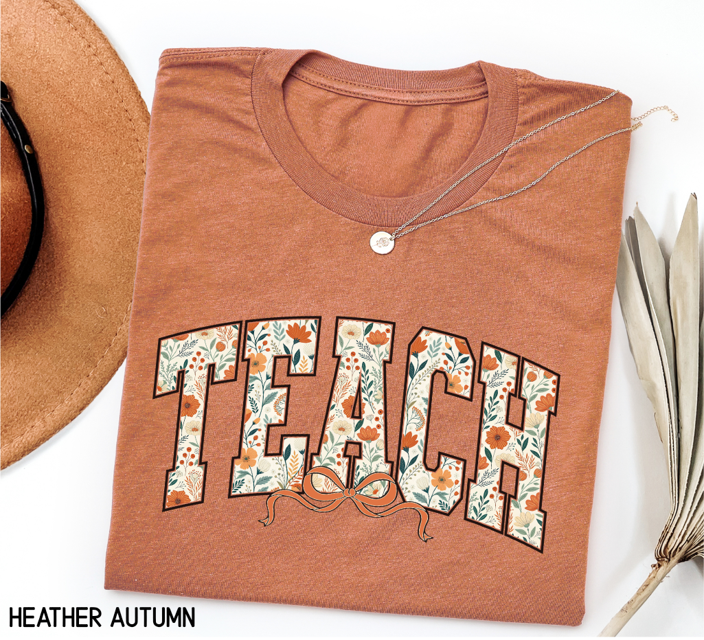 Teach Coquette Bow Adult T-shirt