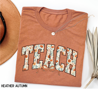 Teach Coquette Bow Adult T-shirt