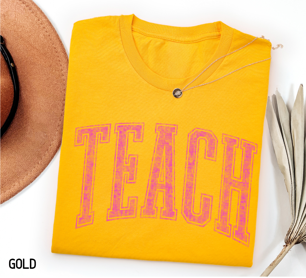 Pink Teach Adult T-shirt