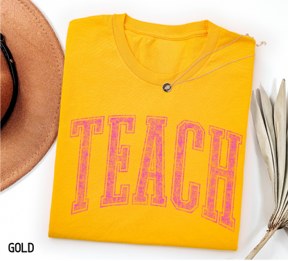 Pink Teach Adult T-shirt