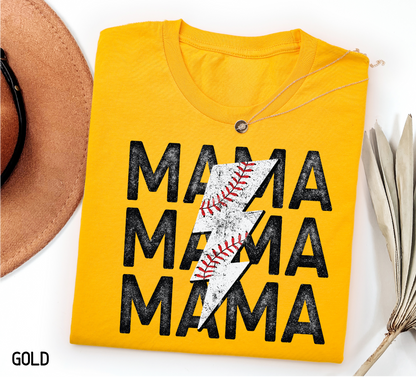 Mama Baseball Bolt Adult T-shirt