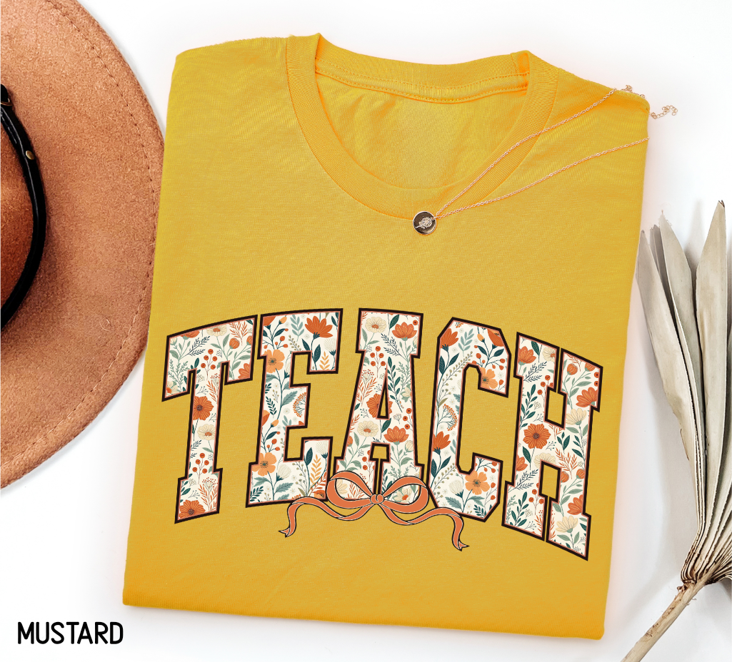 Teach Coquette Bow Adult T-shirt