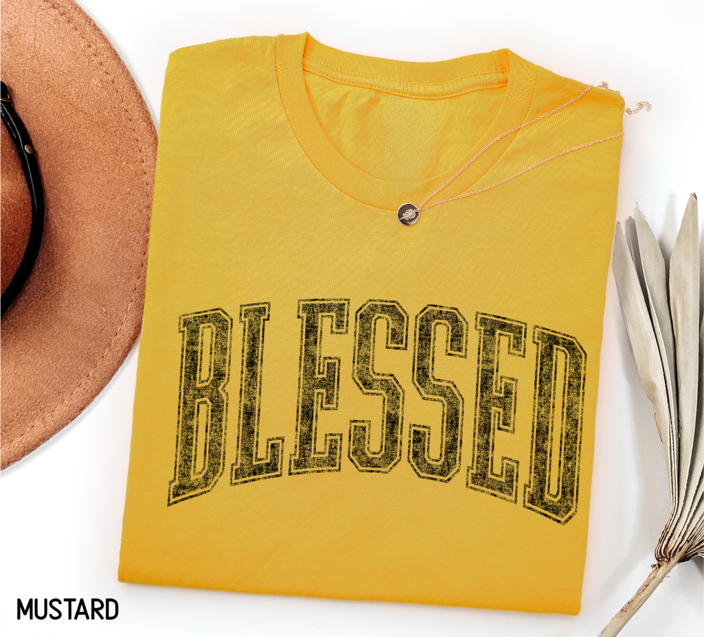 Distressed Blessed Adult T-shirt