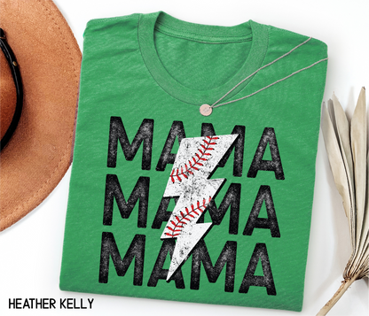 Mama Baseball Bolt Adult T-shirt