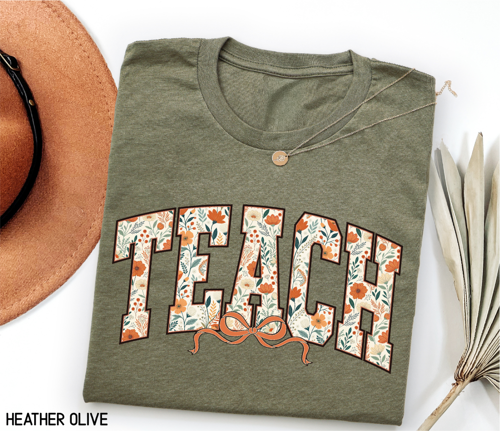 Teach Coquette Bow Adult T-shirt