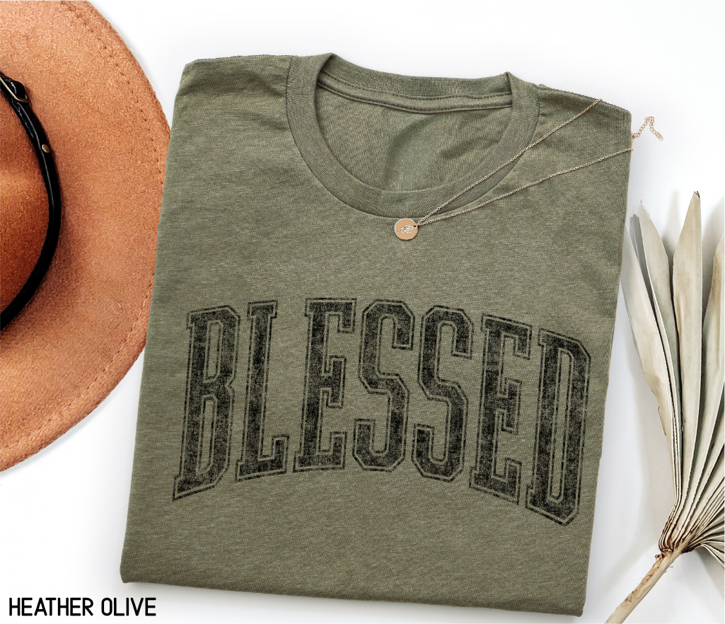 Distressed Blessed Adult T-shirt