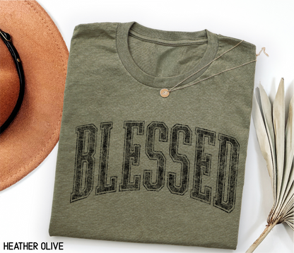 Distressed Blessed Adult T-shirt