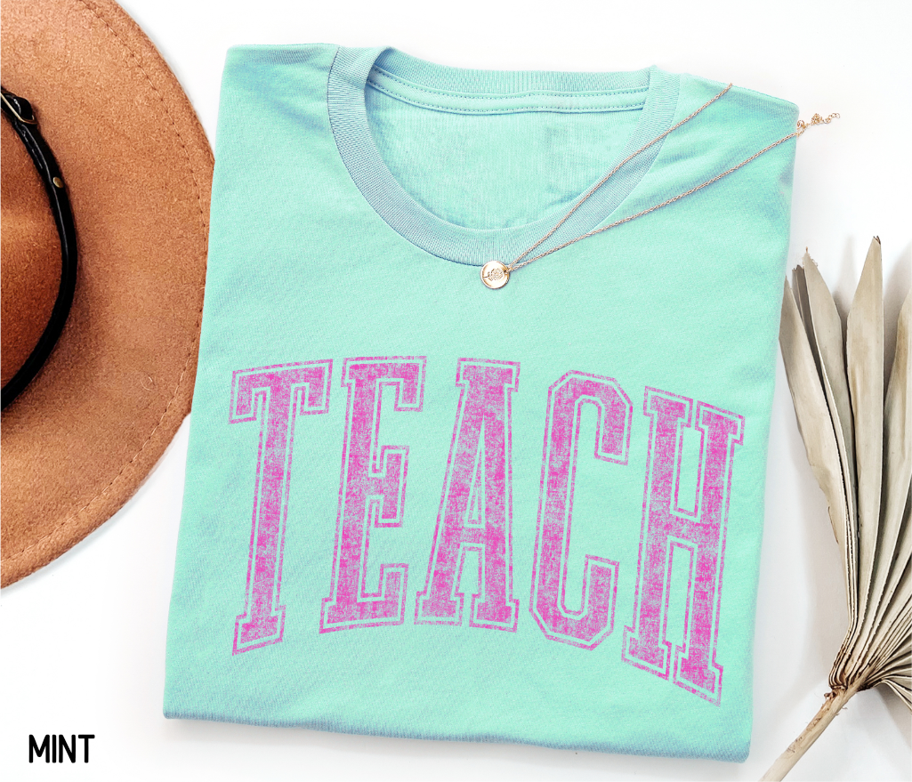 Pink Teach Adult T-shirt