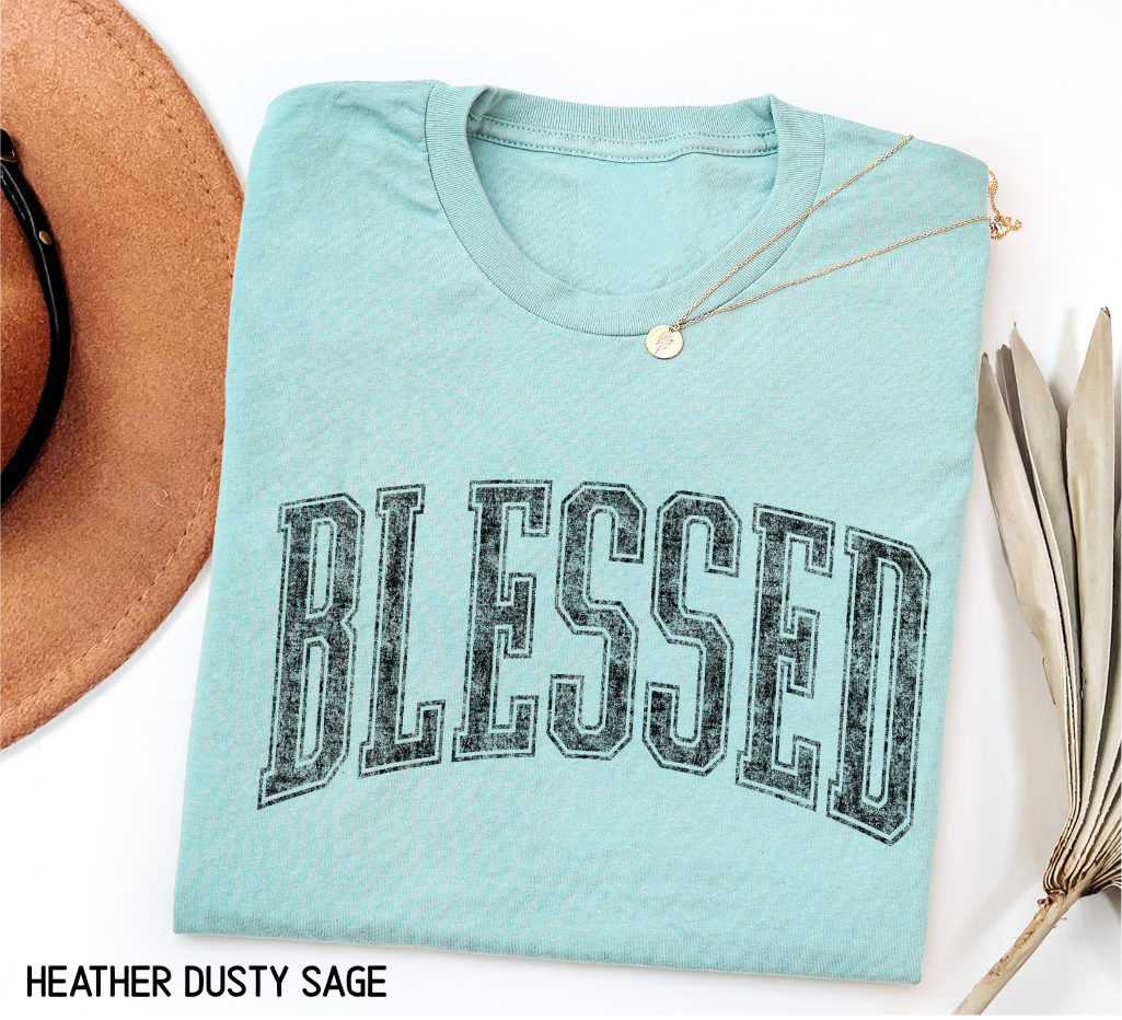 Distressed Blessed Adult T-shirt