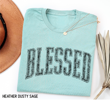 Distressed Blessed Adult T-shirt