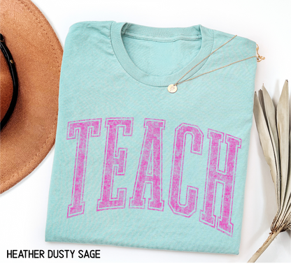 Pink Teach Adult T-shirt
