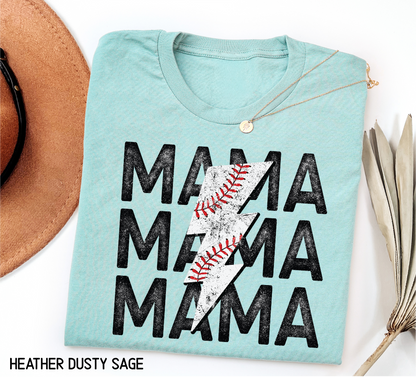 Mama Baseball Bolt Adult T-shirt